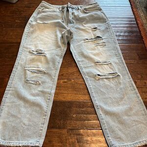 Vervet Super High Rise Distressed Crop Straight Denim Jeans, size 30!